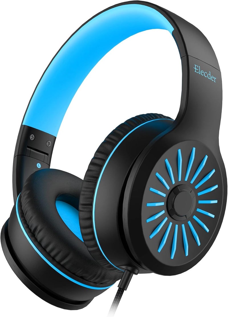 ELECDER i45 Headphones Wired, On-Ear Kids Headphones with 1.5M No-Tangle Cord, Foldable Portable Stereo 3.5mm Headset for School Kids Teens, Smartphones Tablet Computer Laptop, Airplane Travel, Black - Image 1